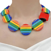 Striped Acrylic Round Rectangle Necklaces